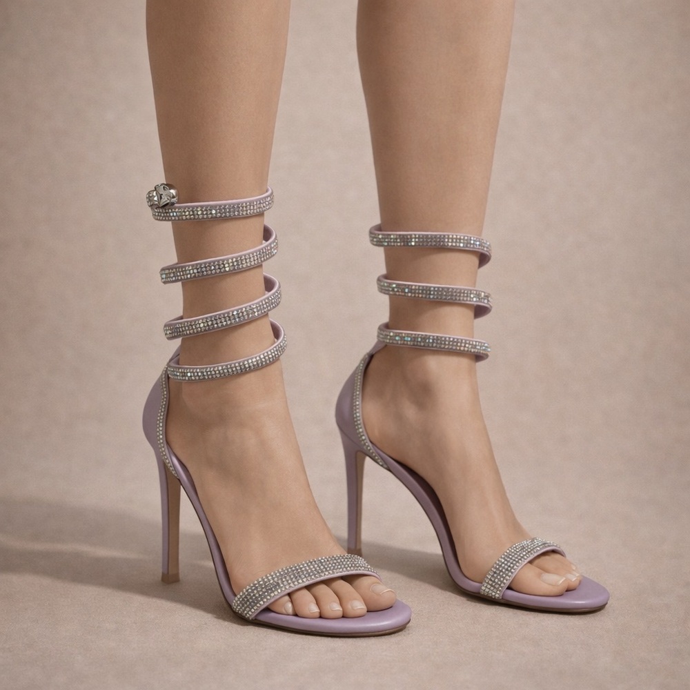 Lavender Spiral Strappy Heels